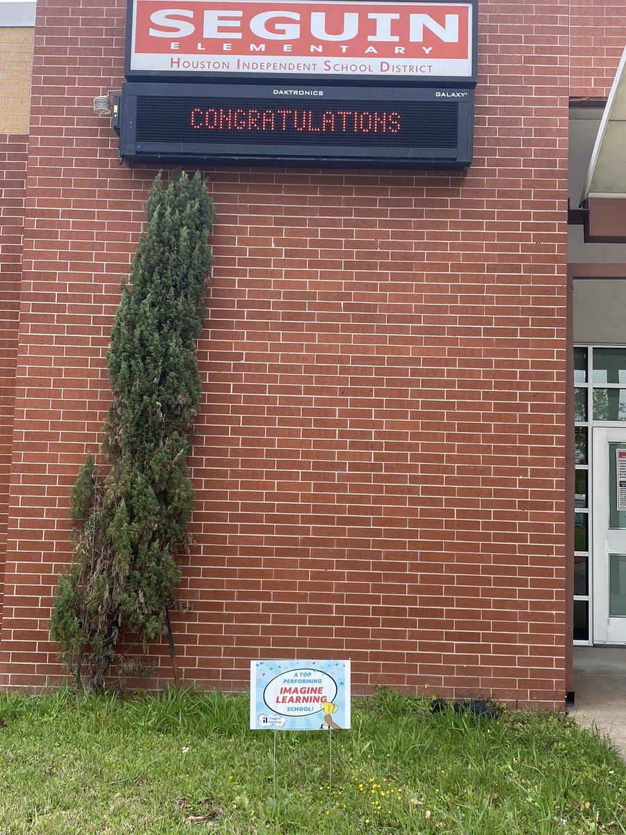 ChelsaFoley's tweet photo. Way to go Seguin ES!!! It was a pleasure visiting a former campus and being able to present them with a well deserved trophy and yard sign for all their students hard work!! Thanks for continuing to use Imagine Math Español!! 🥰 https://t.co/hLQrEfCXb9