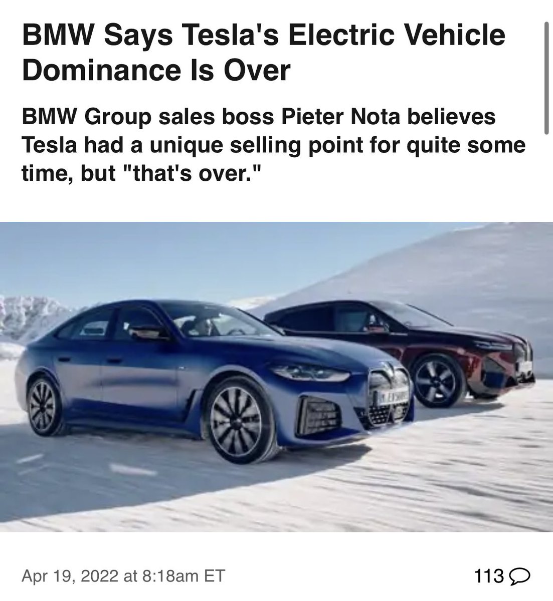 wholemars's tweet photo. 2021 EV Sales

BMW — 103,855 EVs
Tesla — 936,222 https://t.co/6SJRJ2nlb8