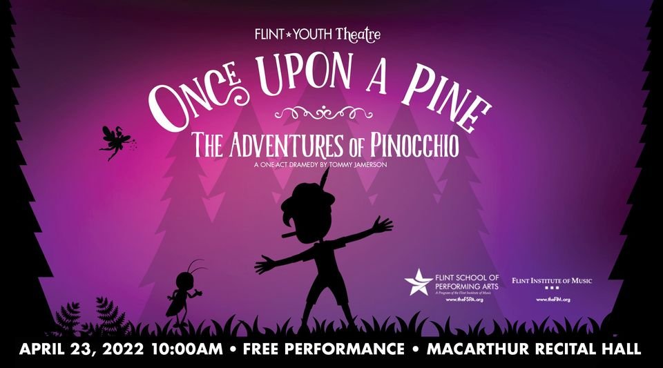 THIS SATURDAY!

Saturday, April 23, 2022
10am in MacArthur Recital Hall

The world's most beloved puppet comes to life in this humorous and heartfelt adaptation of the Carlo Collodi classic.

fb.me/e/2Y3jUXzsx