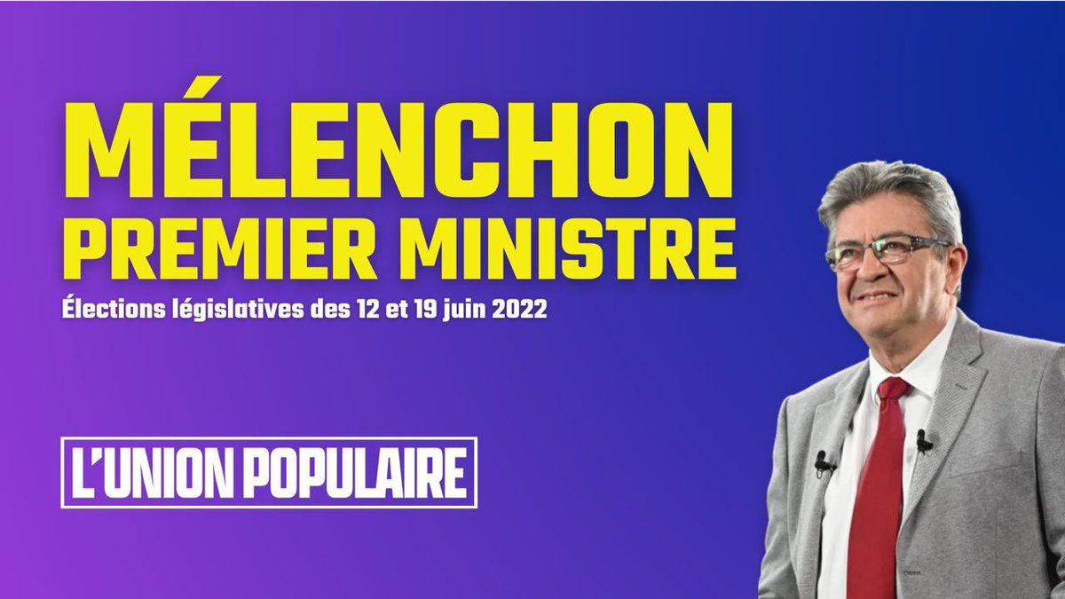 3e au 1er tour, on peut être 1er au 3e tour. Avec les élections législatives du 12 et du 19 juin 2022 on envoie Mélenchon à Matignon #Melechon1erMinistre
 #MelenchonBFMTV 
#UnionPopulaire