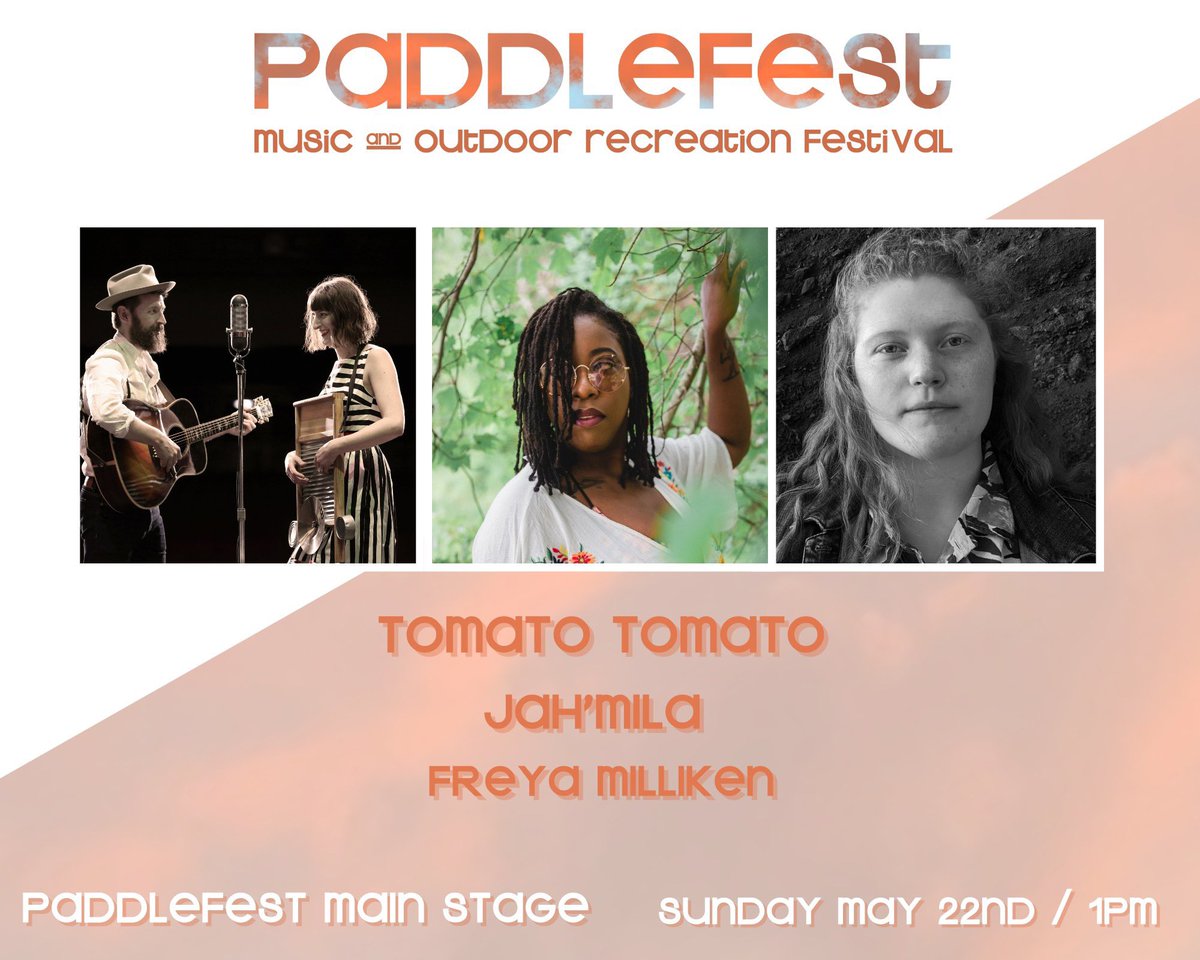 Paddlefest Music & Nature Festival (@paddlefestnb) on Twitter photo Our 2022 Main Stage programming finishes up on Sunday, May 22nd with an all ages afternoon show featuring performances from award-winning Saint John folk duo <a href="/tomatotomato_sj/">tomatotomato</a>, Halifax reggae queen <a href="/JahMilaMusic1/">Jah'Mila Music</a> and emerging songwriter Freya Milliken! Tickets now available! Our 2022 Main Stage programming finishes up on Sunday, May 22nd with an all ages afternoon show featuring performances from award-winning Saint John folk duo <a href="/tomatotomato_sj/">tomatotomato</a>, Halifax reggae queen <a href="/JahMilaMusic1/">Jah'Mila Music</a> and emerging songwriter Freya Milliken! Tickets now available!