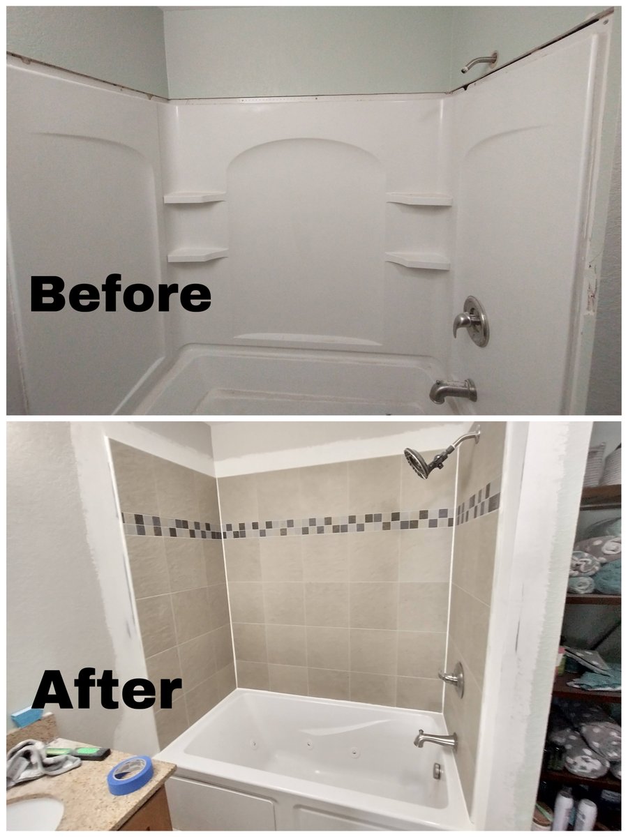Swarty’s handyman and painters can help with your next renovation. Take a look at this tub/shower remodel we worked on: