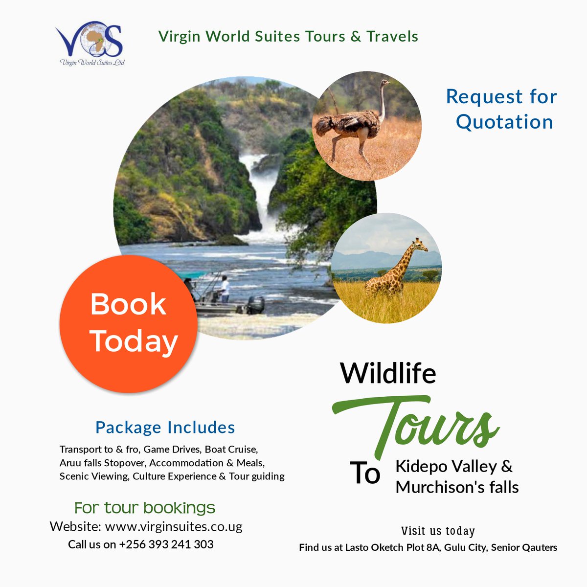 Visit Kidepo valley & Murchison's falls with us today
#visitKidepo #VisitMurchisonfalls 
#VirginWorldSuites #PrivateTours #Holidaytours #WildlifeSafaris