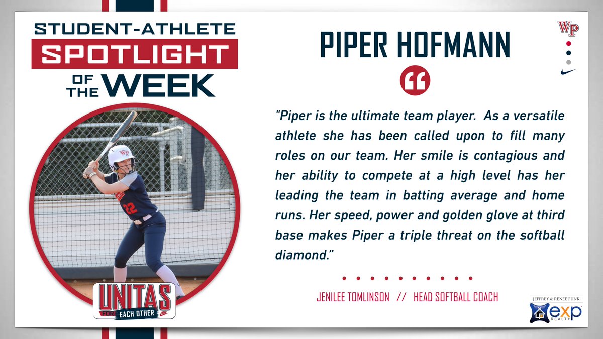 Windermere Prep Athletics (@wps_athletics) on Twitter photo Congratulations to our Student-Athlete Spotlight of the Week: Piper Hofmann, a member of the WPS Softball Team. See what Coach Tomlinson had to say about what Piper has meant to the <a href="/sb_wps/">Windermere Prep Softball</a> team. #UNITAS Congratulations to our Student-Athlete Spotlight of the Week: Piper Hofmann, a member of the WPS Softball Team. See what Coach Tomlinson had to say about what Piper has meant to the <a href="/sb_wps/">Windermere Prep Softball</a> team. #UNITAS