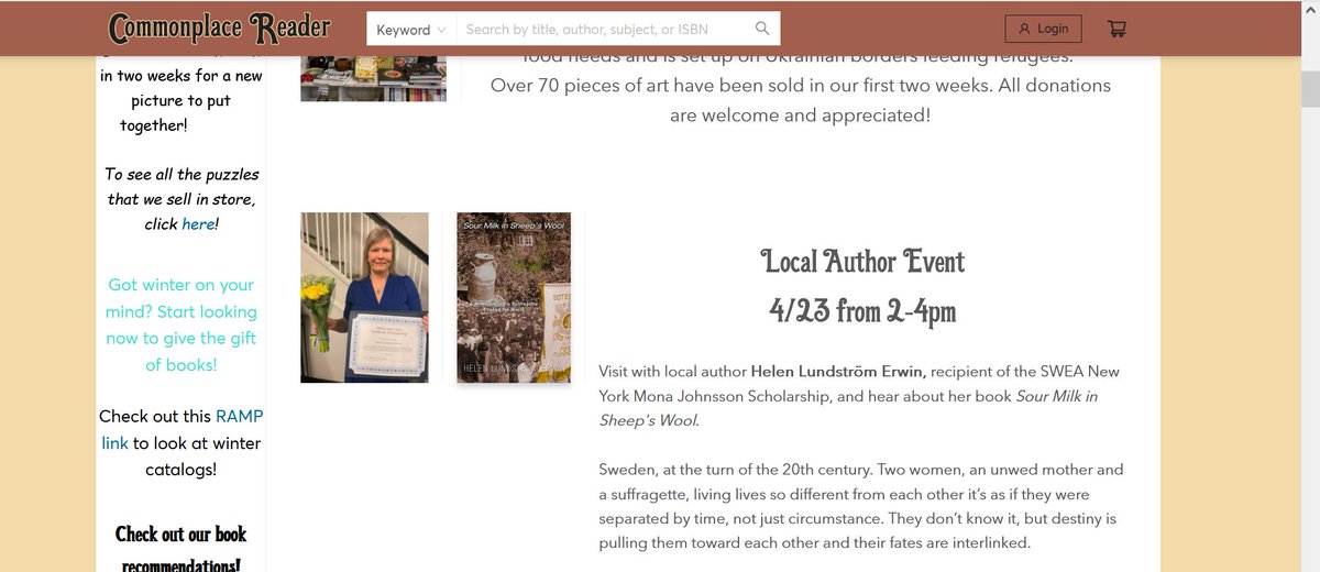 Helensbooks's tweet photo. A nice mention on the #CommonPlaceReader website about me and my upcoming event.
#YardleyPA If you're in the area, please join me. #AuthorEvent #ShopLocal #LocalBookstores https://t.co/oHesrPxOto