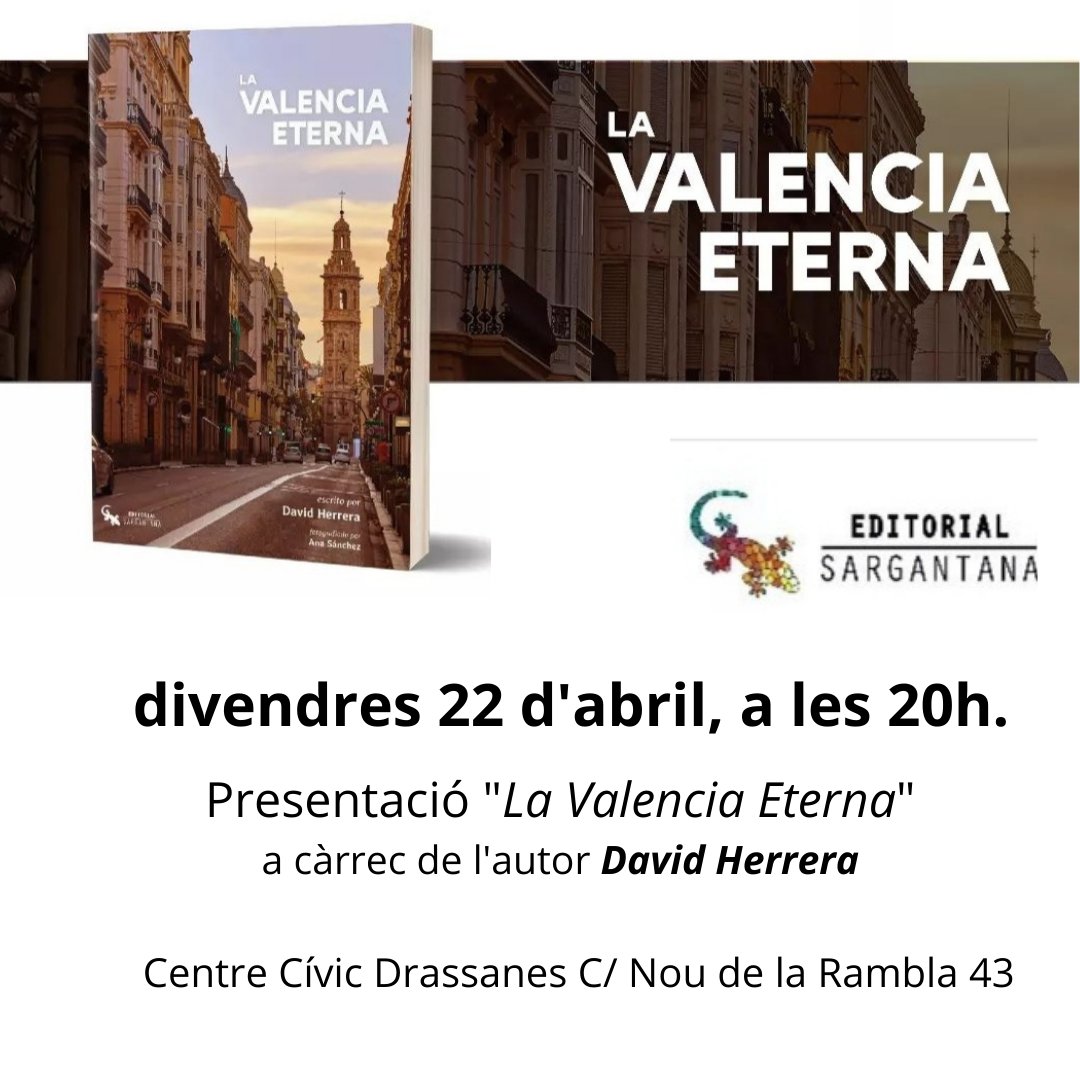 #presentacion en #Barcelona de #lavalenciaeterna. Estáis invitados. #libros #firmas <a href="/CCDrassanes/">Centre Civic Drassanes</a>