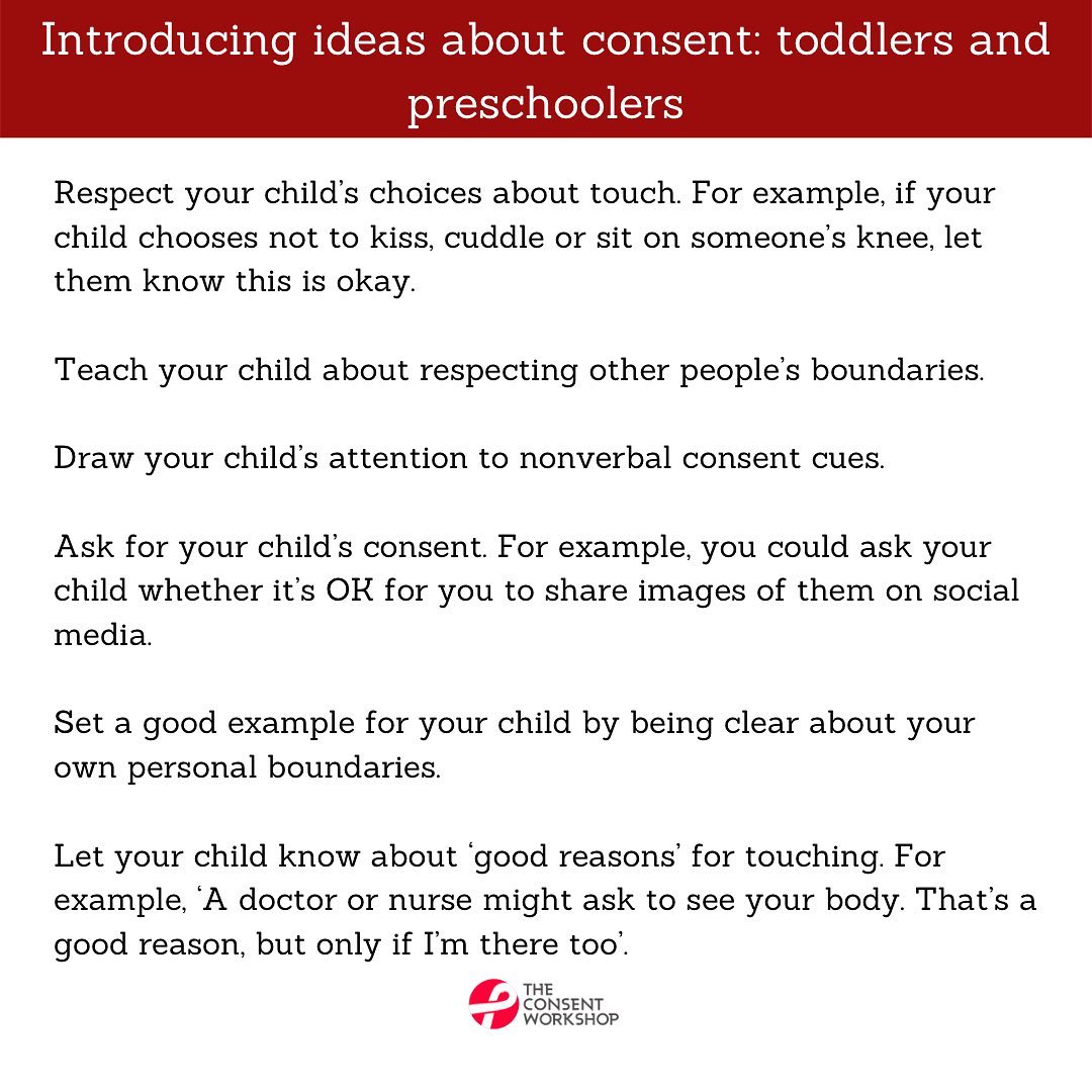 ConsentWorkshop's tweet photo. Early talks when children are young lay the groundwork for open and direct conversations as children get older. For your younger child, you can introduce ideas about consent without relating it to sex. And as your child gets older, you can start talking more openly and directly. https://t.co/Q1FoqWPKEn
