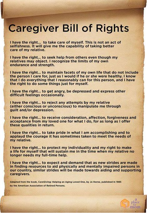 cdncaregiver's tweet photo. The #Caregivers Bill of Rights. I have shared this before, but it bears repeating. https://t.co/LtGqYnxCDx