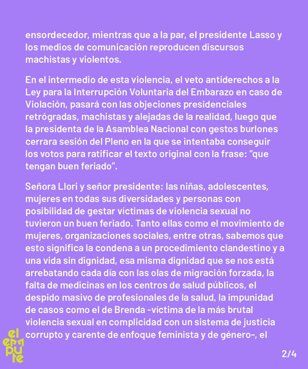 EmputeEC's tweet photo. 🚩 Como colectiva de DDHHyN, expresamos nuestra profunda preocupación frente aas inacciones y atropellos del Gobierno del Ecuador. Aquí nuestro comunicado con mucha #TernuraRadical
Link: https://t.co/tl4V7LV2uU
¡A seguir resintiendo para avanzar! https://t.co/YH1VzllNrh