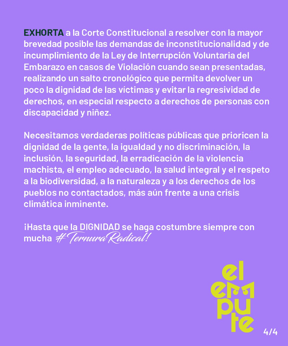 EmputeEC's tweet photo. 🚩 Como colectiva de DDHHyN, expresamos nuestra profunda preocupación frente aas inacciones y atropellos del Gobierno del Ecuador. Aquí nuestro comunicado con mucha #TernuraRadical
Link: https://t.co/tl4V7LV2uU
¡A seguir resintiendo para avanzar! https://t.co/YH1VzllNrh