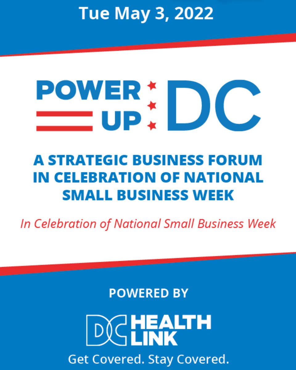 GWHCC's tweet photo. Don't miss @DCHealthLink's #PowerUpDC event: BOOST UP AT POWERUP - Keeping DC Businesses Healthy and Growing on Tuesday, May 3, 2022 at 8:00 AM

Register today, take a look at the agenda, plenary sessions and more at https://t.co/uw4pZOAiSS https://t.co/3UMxyx2Y5t