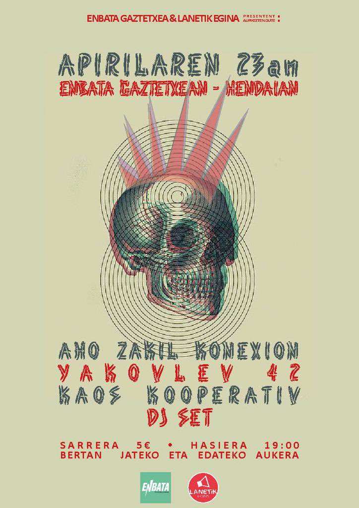 enbataGTX's tweet photo. 🎤 Apirilaren 23an punk musikaz girotuko dugu gaztetxea @lanetikegina  elkartearekin batera! 
⏰ 19:00etan
🎟 5€ https://t.co/xQoNeRNPb7