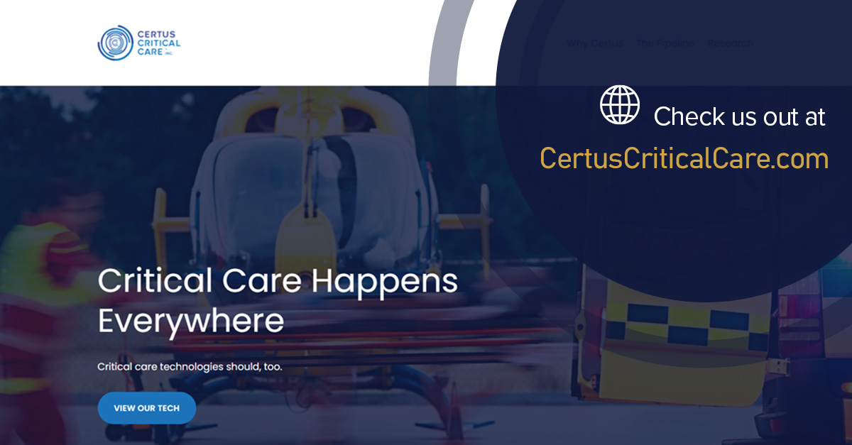 Certus_Critical's tweet photo. #Criticalcare happens everywhere. #Criticalcaretech should, too. This mindset is one of our guiding principles. Learn how we plan to revolutionize critical care on our new website. https://t.co/jrJieSfRtP https://t.co/sOhmX4zpgb