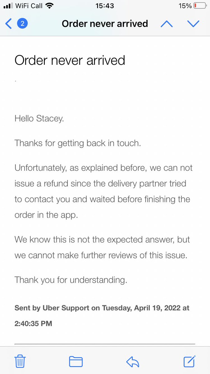 sfay13's tweet photo. @UberUKsupport I have and I contacted your customer services no help what so ever! I just keep getting this non helpful messages. Driver NEVER came I have a ring door bell and camera to prove this! https://t.co/WQgDV4piz4