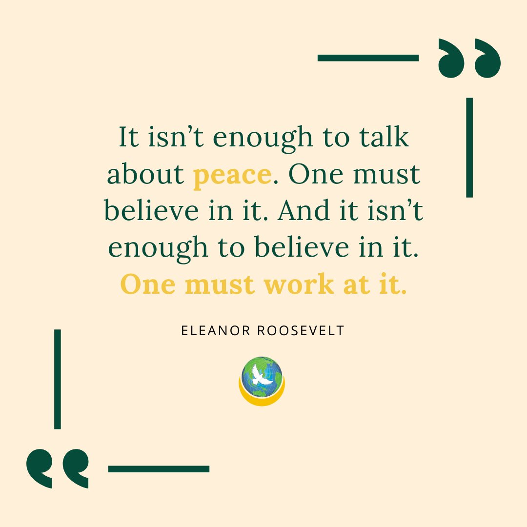 IWPG_UK's tweet photo. Today's inspirational quote reminds us that we must not only talk about peace but we must work towards it. It is up to us to spread peace in our communities, across our countries, and around the globe.
#MyVoiceForPeace #PeaceInTheUK #PeaceWork #FreedomForAll #WomenForPeace https://t.co/sSppdbNwu5