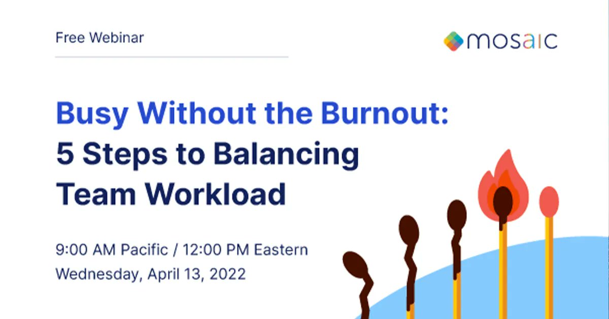 One of the biggest causes of #burnout is workload. Check out this #webinar where we explain why #workload is such a stressor and how Mosaic reduces instances of burnout by visualizing, balancing, and forecasting workload across the entire organization. buff.ly/38613Lp