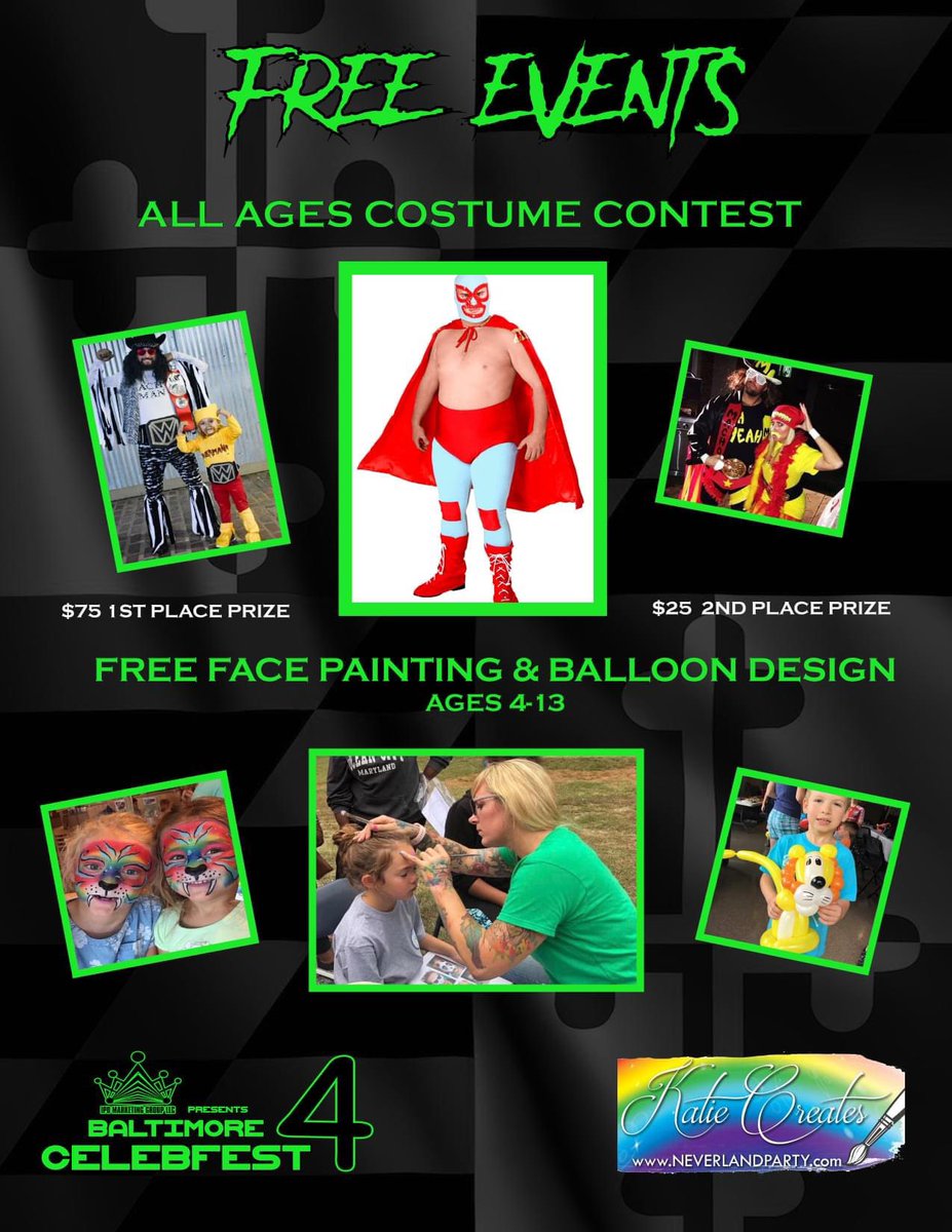 BaltCelebfest's tweet photo. We have something for everyone at @BaltCelebfest 4, Face painting from Artist Katie Deitrich and a Costume contest with CASH prizes!! Also collectors… JSA will be on site authenticating your autographs…. Come out on 5/15 12-4pm @BenfieldSC @SportsIpo https://t.co/xTqS7hSdpI