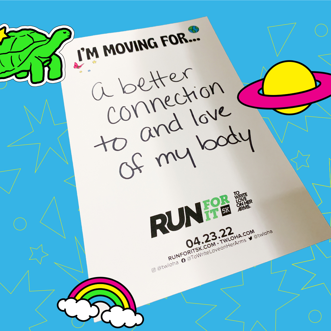TWLOHA's tweet photo. Weโve got a quick question for you: what are you moving for? Our #RunForIt5k started as a way to dismantle the stigma surrounding mental health. So we want to know whatโs driving you to move with us this Saturday (4/23)? Tell us below or create your own post + tag us! https://t.co/Q7Lb1ZprXr