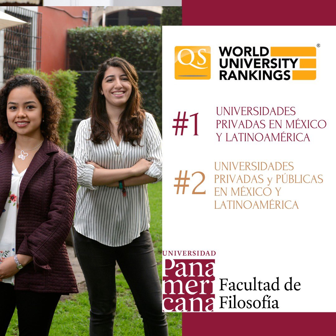 FilosofiaUP's tweet photo. Este año el QS Ranking nos reconoció como la Facultad de Filosofía:
#1 entre Universidades privadas de México y Latinoamérica.
#2 entre Universidades tanto públicas como privadas en México y Latinoamérica.

¡Gracias al esfuerzo de nuestros profesores, alumnos y administrativos! https://t.co/0uPhXygdh3