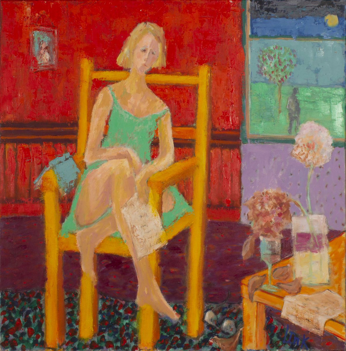 Continuing this week John Link's Legacy Paintings.
.
Girl in the Green Dress by John Link