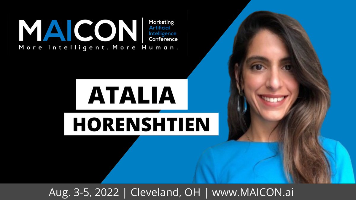 MktgAi's tweet photo. In her #MAICON22 session, @datarobot's @ataliahoren will share insights and use cases around #AI &amp; marketing, and discuss how to leverage AI to increase marketing performance and ROI, and to be more critical to daily business activities. Register: https://t.co/2xH0rRHRXn https://t.co/AzGsvobIAx