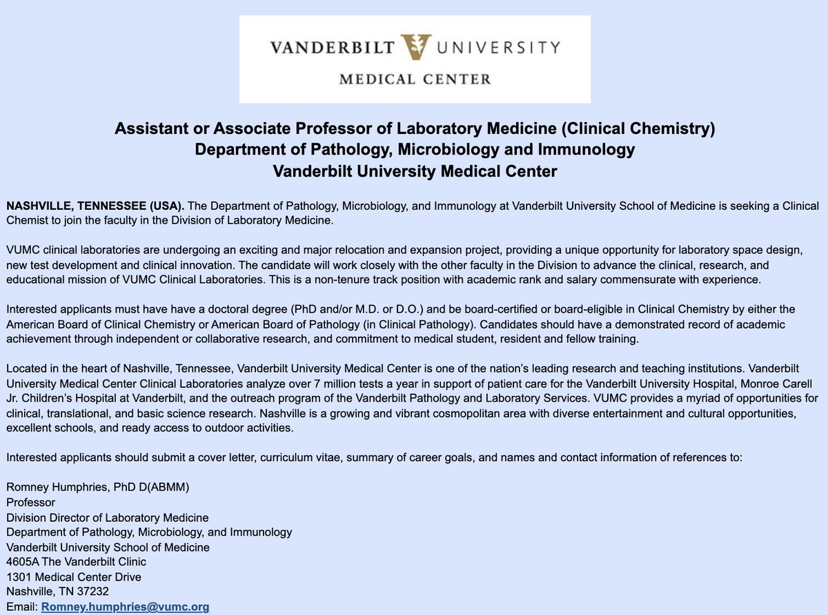 DxSteward's tweet photo. @VUMCPathology is undergoing an exciting expansion project, providing a unique opportunity for laboratory space design, new test development and clinical innovation. Clinical Chemists with mass spec experience are encouraged to apply.  https://t.co/PF9V95jeO1 #PathTwitter https://t.co/v5QtF8dF9E