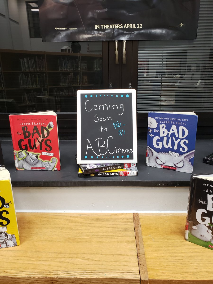 The Bad Guys movie is coming to ABCinema this weekend! Our friends, Barb and Corey Affolder, were kind enough to allow us to borrow one of their posters to include in our library display. Check it out! 📚👀

Thank you Barb and Corey for helping to make our library display a hit!