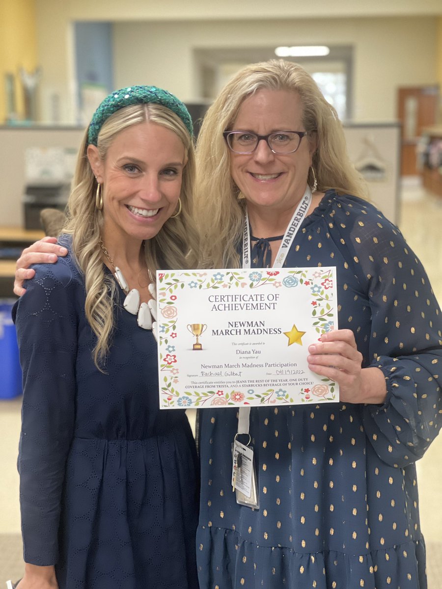 hough_trista's tweet photo. So proud of @DianaYau3 and @GENTRYYOUNG3rd for their AMAZING participation in #NewmanMarchMadness!! Way to go ladies! #lifelonglearning @NewmanFriscoISD @PrincipalG2014 @SarahClaunchAP https://t.co/CcF96VBum4