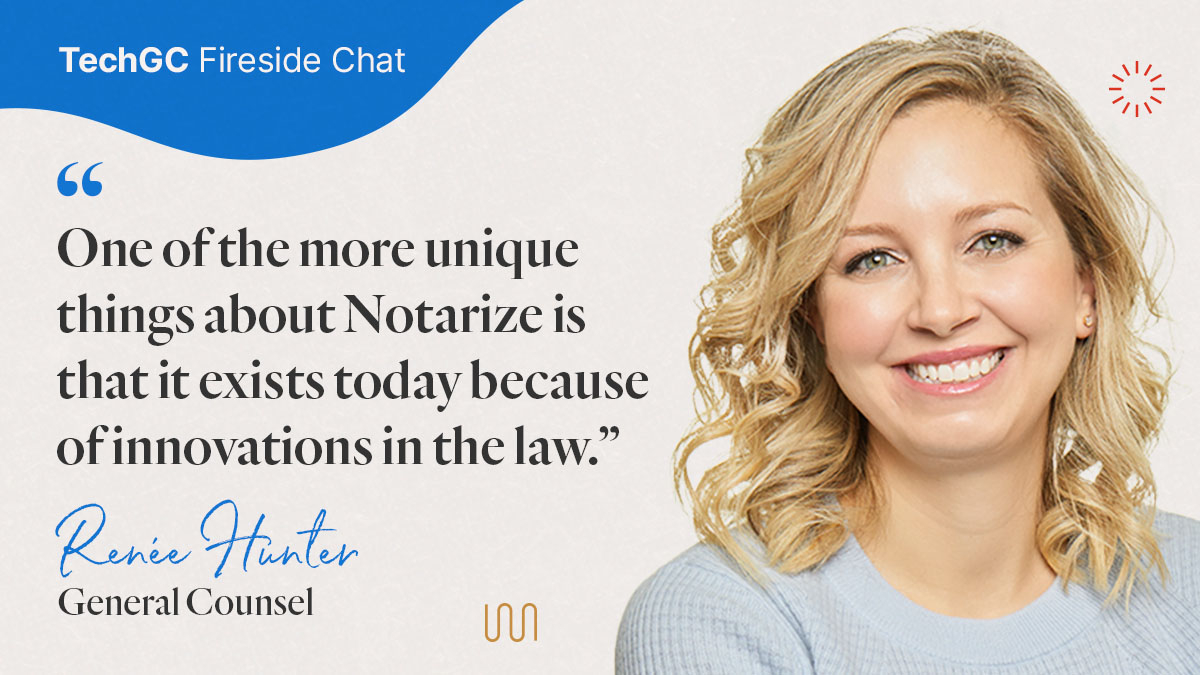 notarize's tweet photo. Renée Hunter sat down with @techgc_co for a Fireside chat to talk about her journey as General Counsel and what's next for Notarize as we continue to help industries move from a paper world to a digital one. 

📄 ➡️ 💻 https://t.co/yTTWBo5H7K https://t.co/mC3W0aFQAn