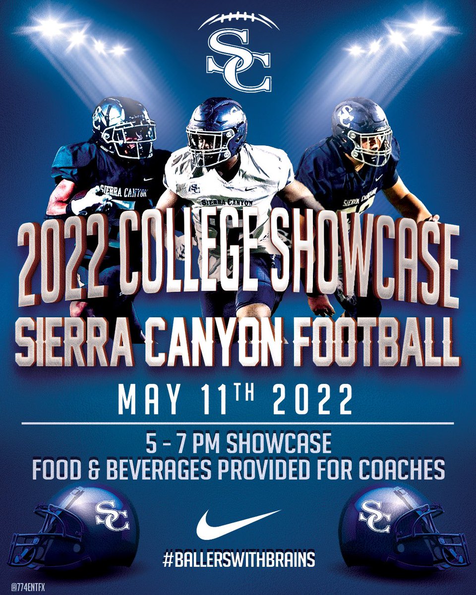 aldo_bruce's tweet photo. With Spring Ball &amp; College Recruiting in full swing, our College Showcase is set for May 11, 2022. #ballerwithbrains #wearesc @SCanyonSports @SierraCanyonFB @adamgorney @GregBiggins @Scott_Schrader @alecsimpson5 @LemmingReport https://t.co/dwvq96HtSn