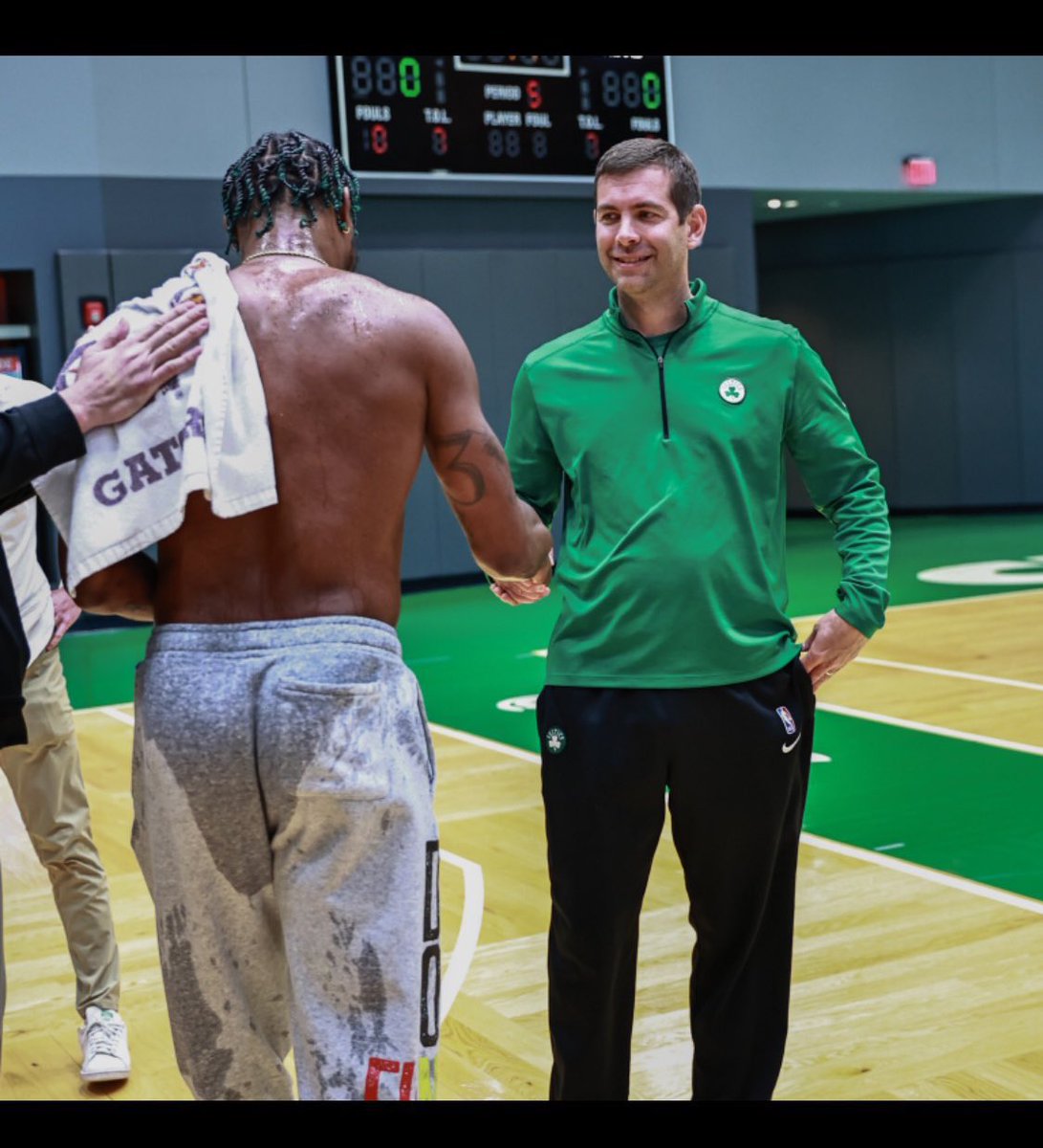 CelticsFiles's tweet image. Marcus Smart was the first player to be drafted under the then new coaching reign of Brad Stevens in 2014. Since then, they went to the playoffs seven years straight while Stevens was coaching.
Now, Stevens gets to congratulate his guy as Defensive Player of the Year #Celtics
