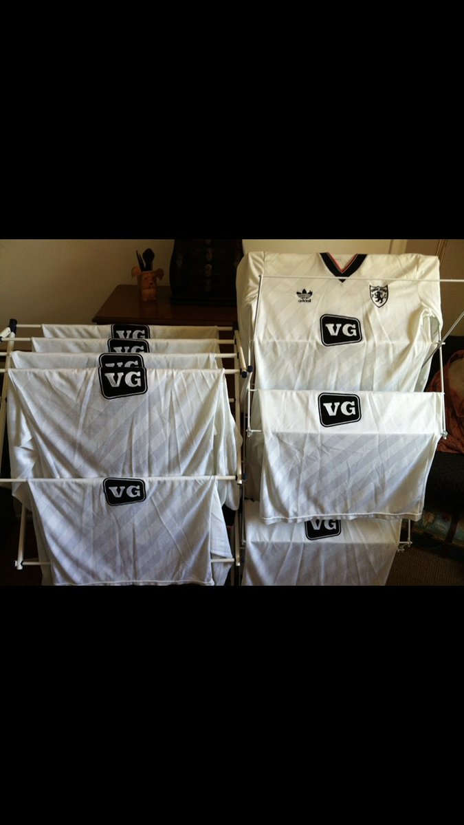 Scampibubble's tweet photo. @fitbawshirts @shirts_original Bought 8 matchworn, long sleeved, numbered tops at a car boot sale 10 years ago. £20. Happiest day of my life. https://t.co/26M6yGHnIk