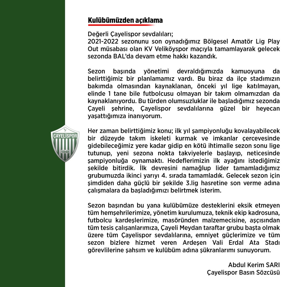 Çayelispor (@cayelispork) on Twitter photo 