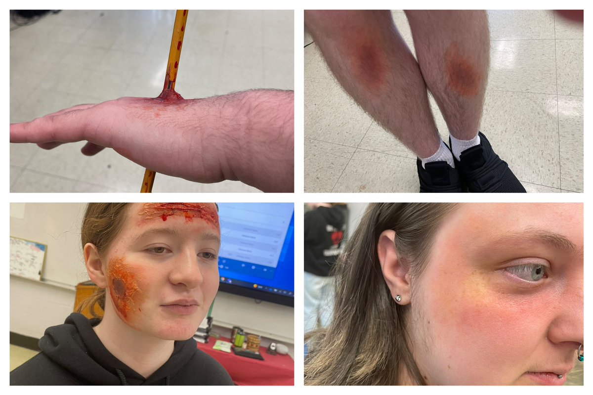 LoriJintheArts's tweet photo. It’s wounds and gore make-up day! @MauryCoSchools @MPHSGoTigers #courage2create #themount #stagemakeup https://t.co/R0jgNVhApj