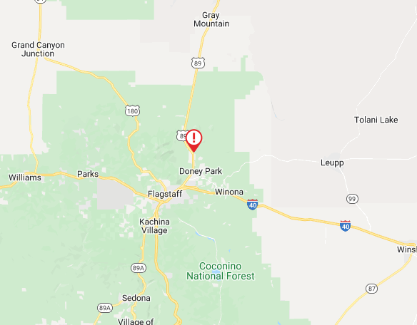 ArizonaDOT's tweet photo. CLOSED: US 89 northbound is closed at milepost 425 near Flagstaff. Southbound is closed at milepost 435. This is due to the #TunnelFire. There is no estimated reopening time. #Aztraffic https://t.co/KxcopPTojQ