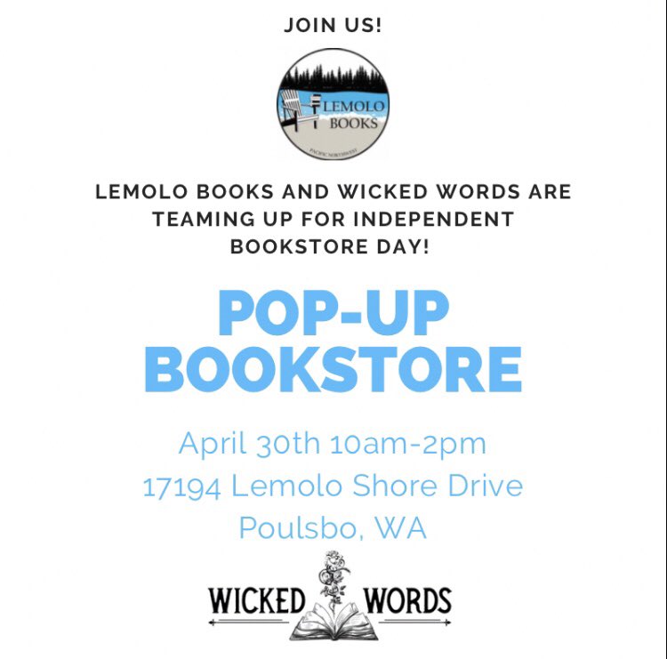 LemoloBooks's tweet photo. Hope you can stop by on #indiebookstoreday 4/30/22 10a-2p #wickedwords & #lemolobooks popup https://t.co/tYkVhMpeOi #kitsap #poulsbo #pnw #ibd @indiebound @ABAbook @librofm @Bookshop_Org https://t.co/Hc5mQHsgxa