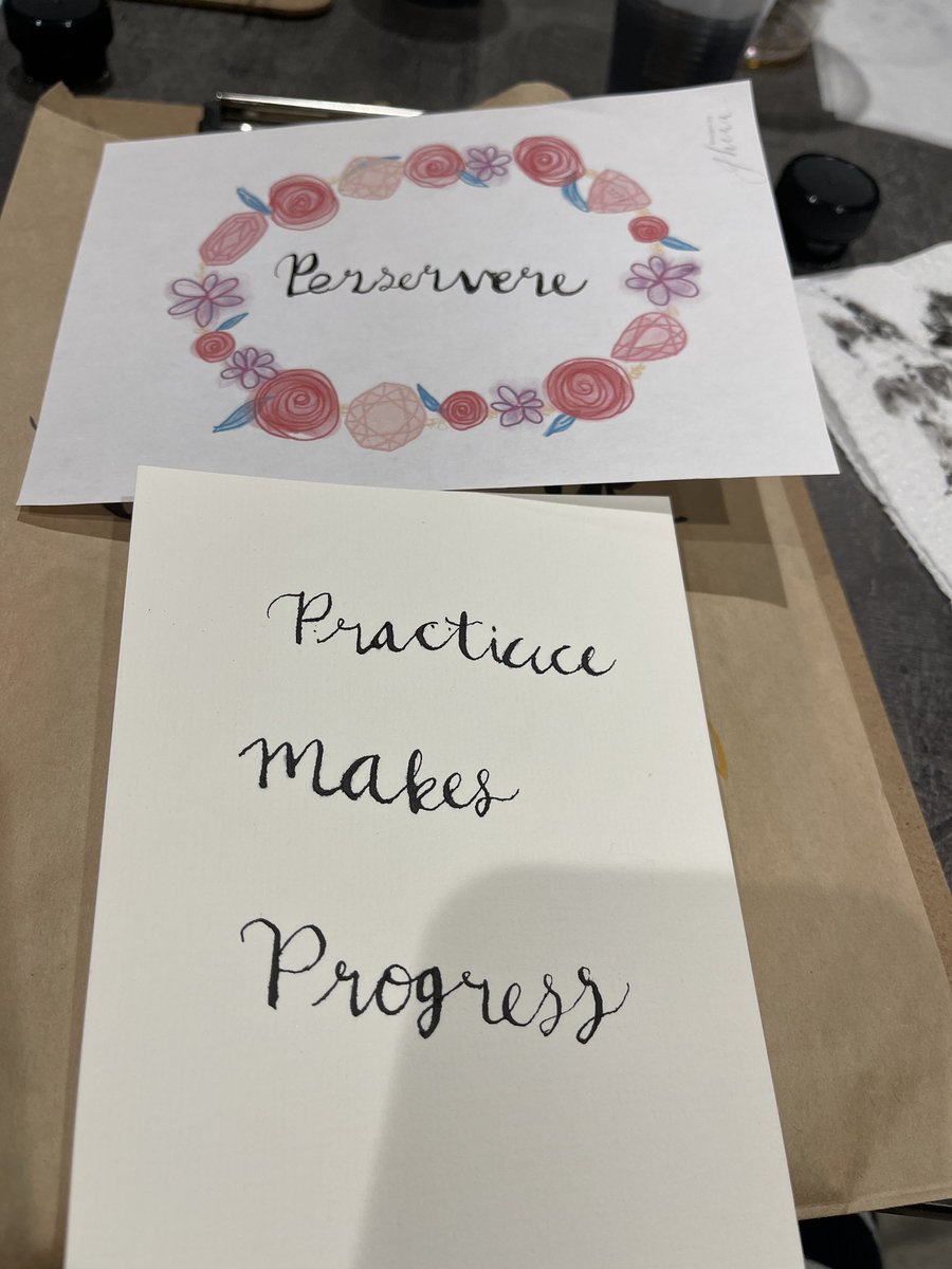 Had Calligraphy class tonight. I don’t think it’s too bad for a first attempt