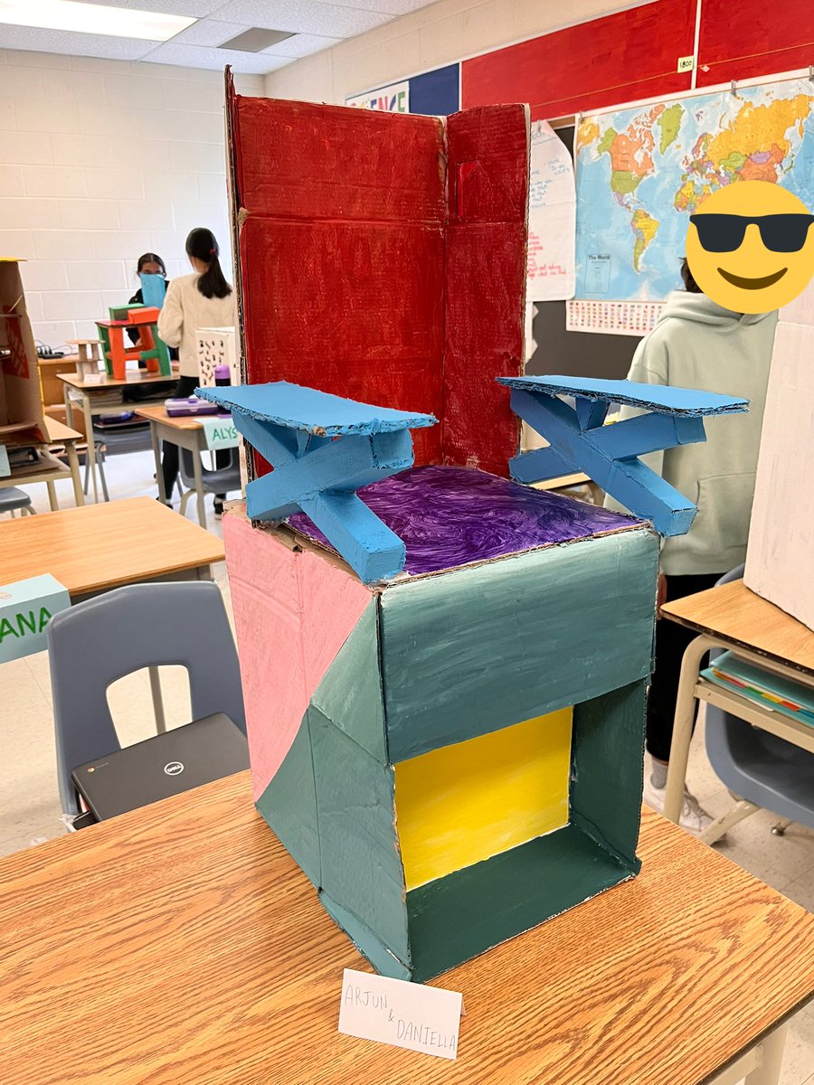 antheachanku's tweet photo. Ss submitted their finished designs for the children’s chair challenge — we’ll let the kindies decide which one is their favourite. Here are a few of them 🤩 #grade7science #formandfunction https://t.co/mMrYmHAMVQ