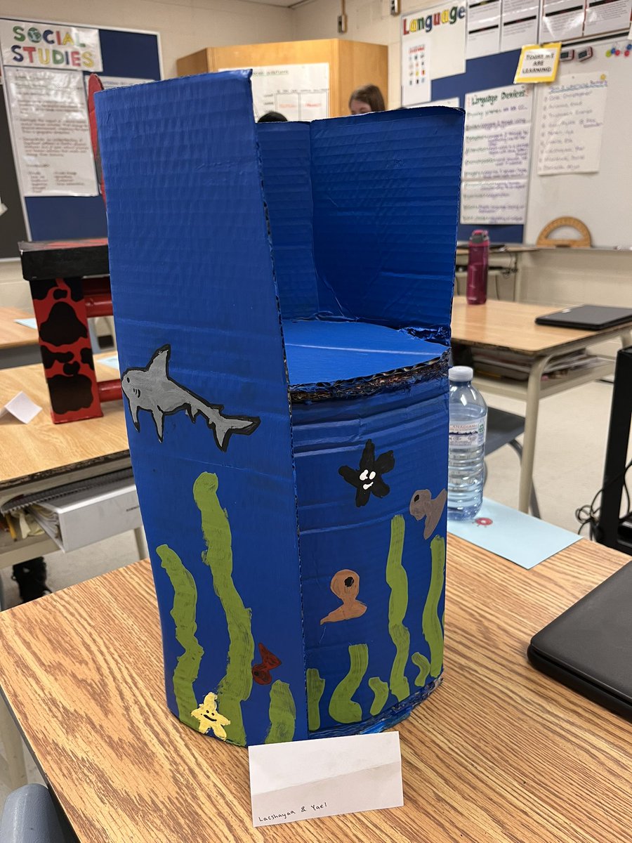 antheachanku's tweet photo. Ss submitted their finished designs for the children’s chair challenge — we’ll let the kindies decide which one is their favourite. Here are a few of them 🤩 #grade7science #formandfunction https://t.co/mMrYmHAMVQ