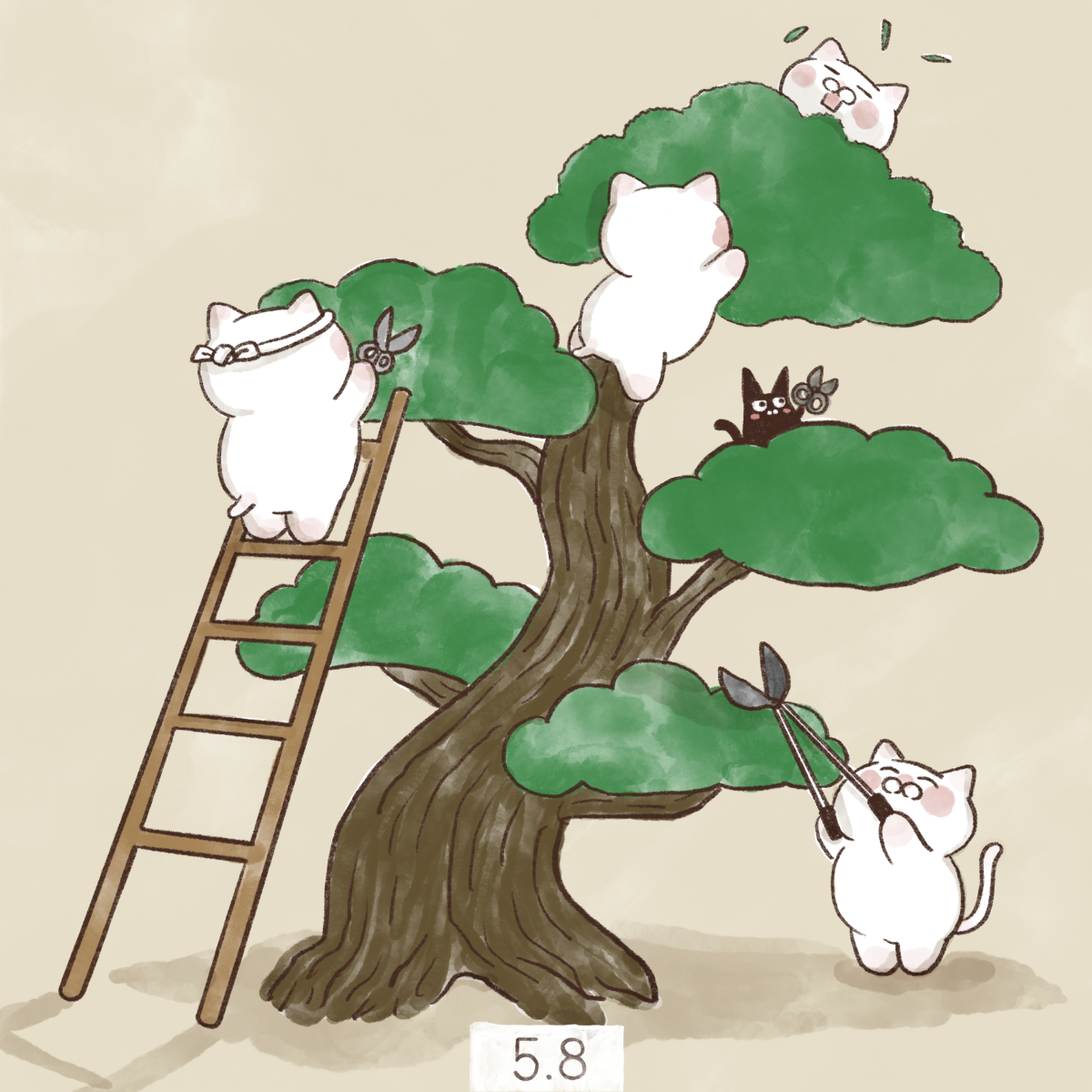 「5月8日【松の日】
1981年5月8日、「日本の松を守る会」の初の全国大会が開催」|大和猫のイラスト