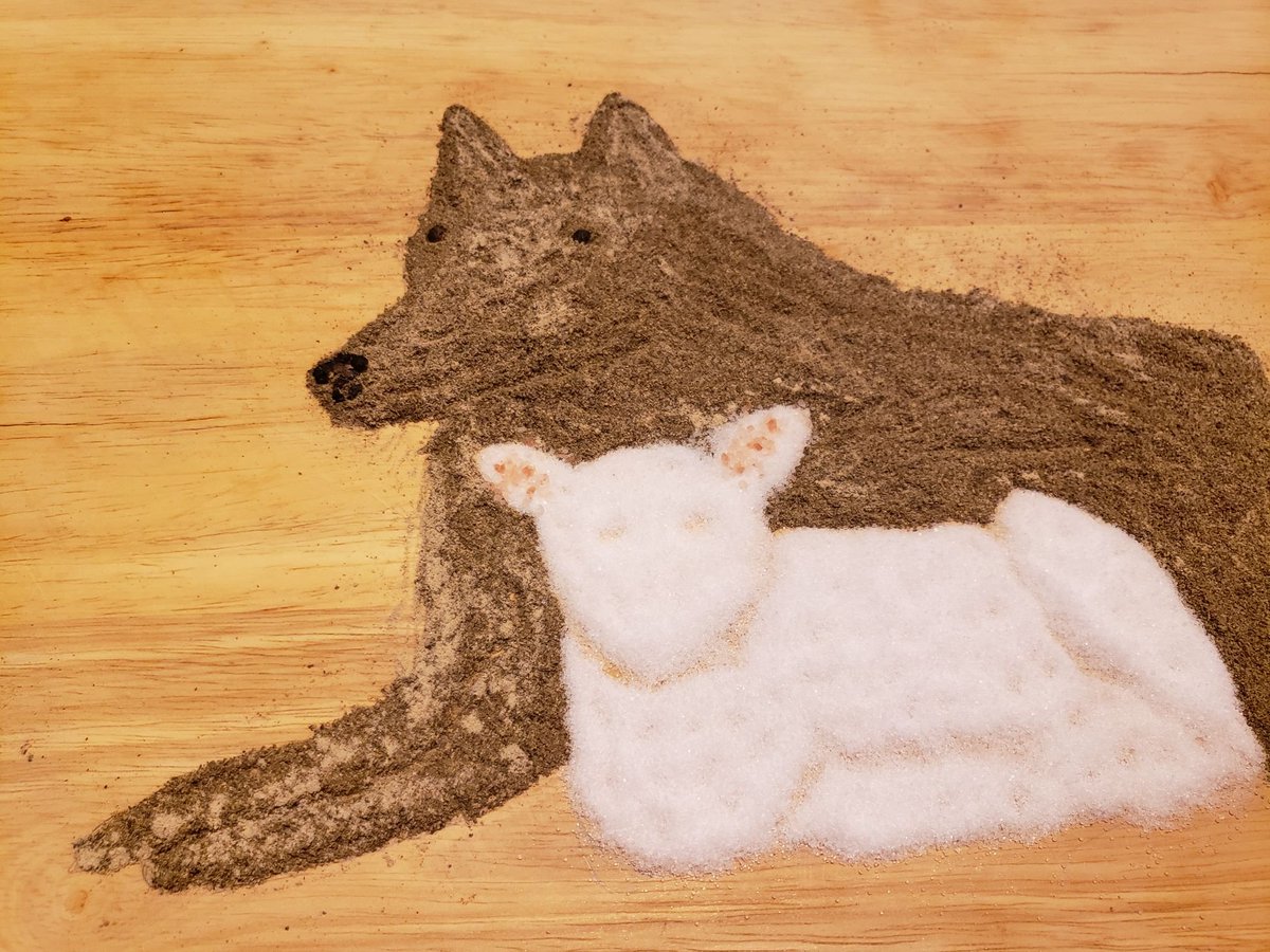 GottaBeCrazy2's tweet photo. #GISH2021 #Item69: Let’s use the magical symbiotic powers of salt and pepper to unite two feuding personalities in art. Take two legendary nemeses and unite them on a cutting board or plate with one depicted in salt and one in pepper. #GISH https://t.co/yeyHXSMI4j