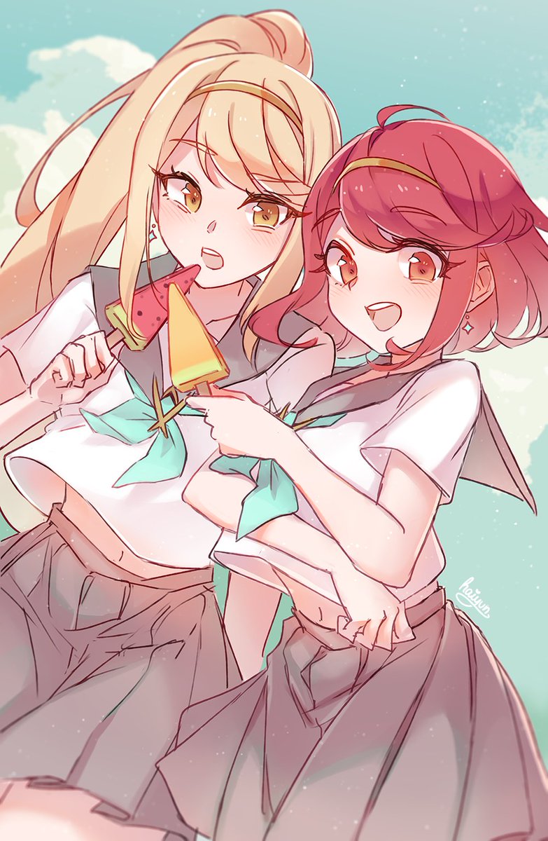 haiyunee's tweet photo. thank you for the kind response to my recent mythra &amp; pyra drawing!! here are the progress shots for those interested! 🌟 https://t.co/Tn3UCTfSVg