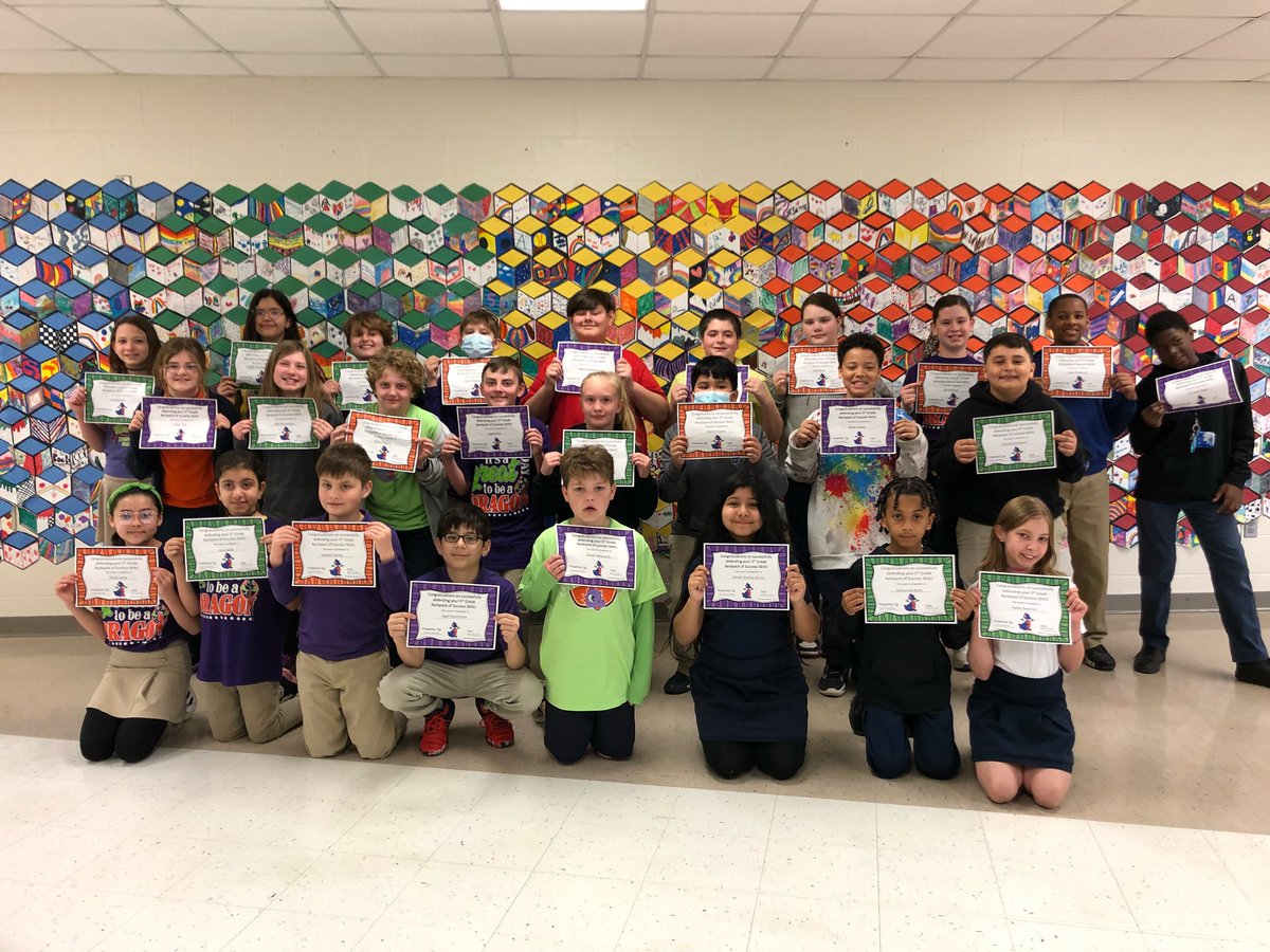 Watch out middle school!! 100% of our 5th graders have successfully presented their Backpack Defenses!! Awesome work Dragons! 💚🧡💜#JCPSBackpack