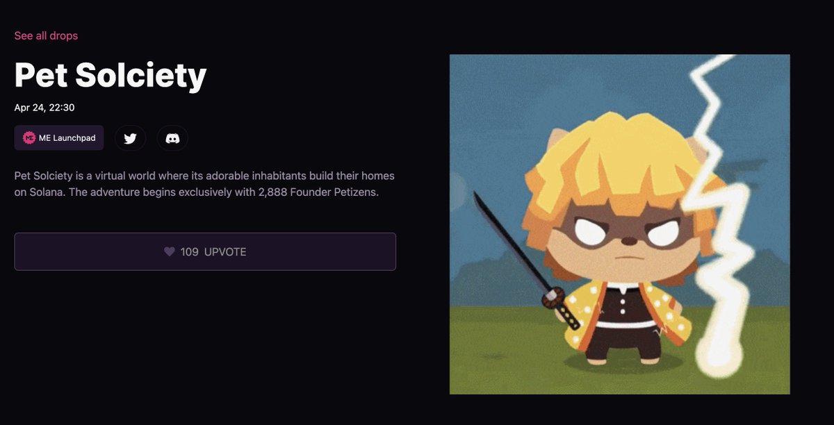 3x WL / WL Upgrade 🎁Giveaway!

1) RT this post
2) Upvote us here: magiceden.io/drops/pet_solc…
3) Post proof below to win!

Paw paw 🐾