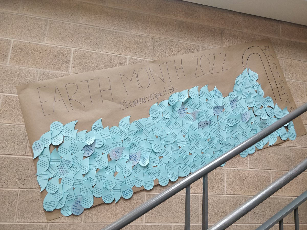 Ms_A_Scott's tweet photo. How can you conserve water? @HMBSSBlizzards Ss did a great job of brainstorming ways to conserve water last month on World Water Day. Human Impact then created this awesome poster to display for Earth Month! Let's continue to preserve Earth's precious resources 🌎💧#conserve https://t.co/ObLq3btcF1