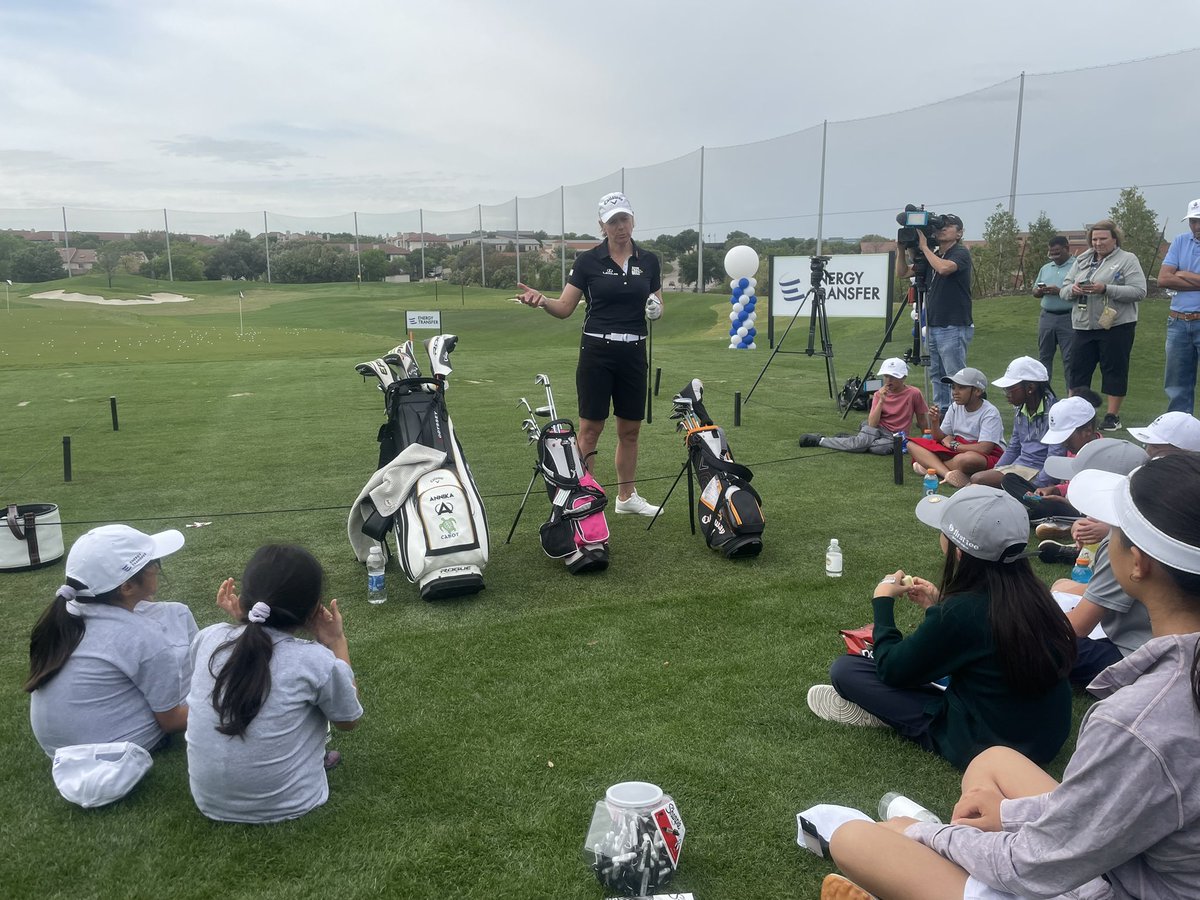 A legend and the next generation ⛳️ A special afternoon is underway at @LasColinasCC, where the legendary @ANNIKA59 is hosting a clinic with youth from @FirstTeeDallas and @momentous. Presented by @EnergyTransfer. #ClubCorpClassic