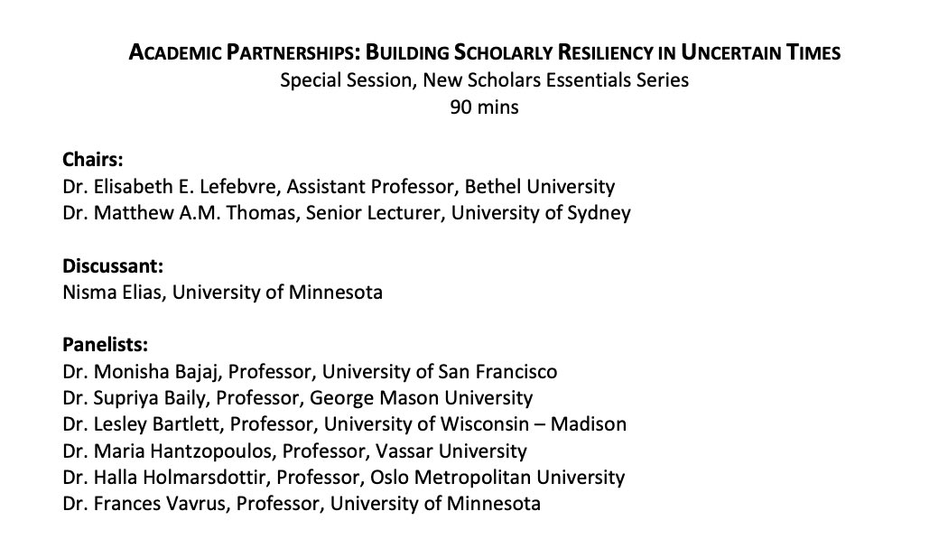 CIES New Scholars (@ciesnewscholars) on Twitter photo Looking ahead to Wed. Apr. 20!
➡️NSC ESSENTIALS PANEL⬅️ <a href="/EELefebvre/">Elisabeth Lefebvre, PhD</a> and @MThomasEdDev have organized a fantastic panel on creating and sustaining academic partnerships!
Please join this highly-experienced group at 09:30-11:00am, Hyatt Floor 2, Mirage. Looking ahead to Wed. Apr. 20!
➡️NSC ESSENTIALS PANEL⬅️ <a href="/EELefebvre/">Elisabeth Lefebvre, PhD</a> and @MThomasEdDev have organized a fantastic panel on creating and sustaining academic partnerships!
Please join this highly-experienced group at 09:30-11:00am, Hyatt Floor 2, Mirage.