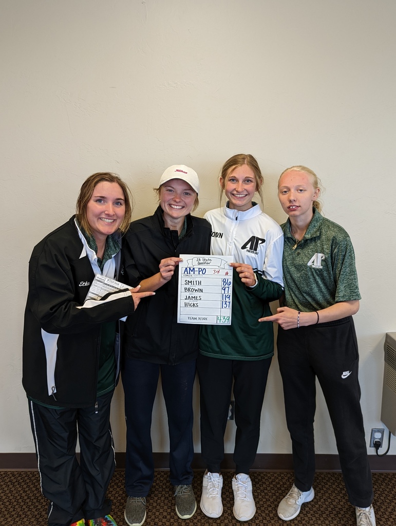 Congratulations to the Am-Po Girls Golf
3rd place in Regional Qualifier!!
Good luck at Regionals!!
Abbey James, Kylee Smith, Brooke Brown &amp; Julianna Hicks
Coach Kaden Kennedy