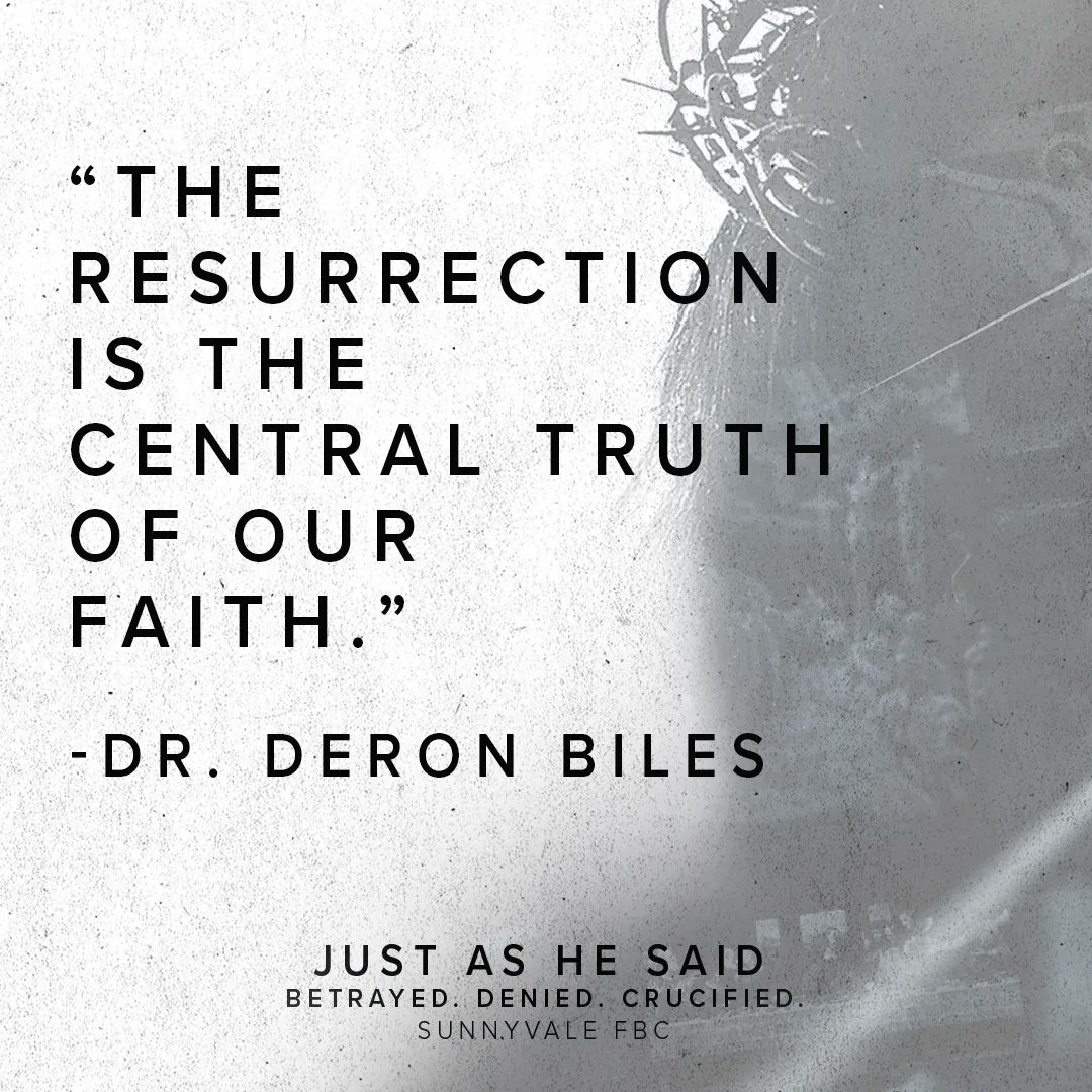 SunnyvaleFBC's tweet photo. Jesus was crucified just as He said, but the grave that was full is now empty and the body that was lifeless has come to life! He is risen! 🙌 #JustAsHeSaid #Crucified #SermonSeries #SunnyvaleFBC https://t.co/PCbuAvng1o