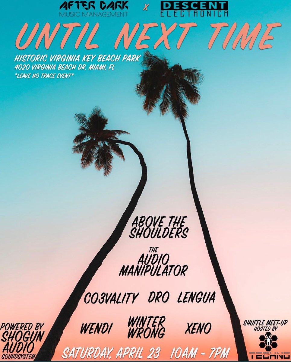 sMkDro's tweet photo. This Saturday catch ya boy in Dade &amp; Broward. First at @VirginiaKeyBeac with the homies from @DescentElectro &amp; @ADMusicMGMT. Then off to Fort Lauderdale to La Playa Dayclub for closing duties. HMU for Guestlist https://t.co/WLD9hLcZq4